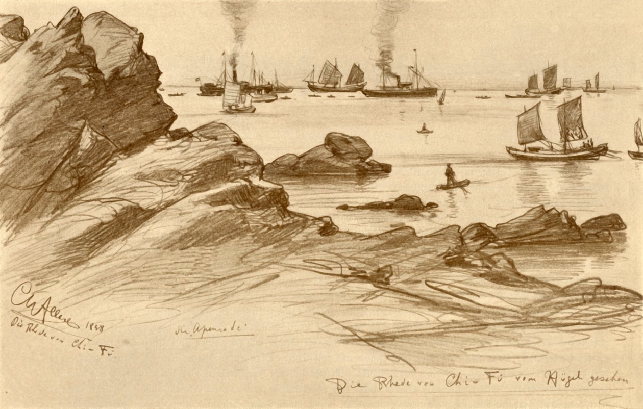 As estradas de Chefoo vistas das colinas, China, 1898. de Christian Wilhelm Allers