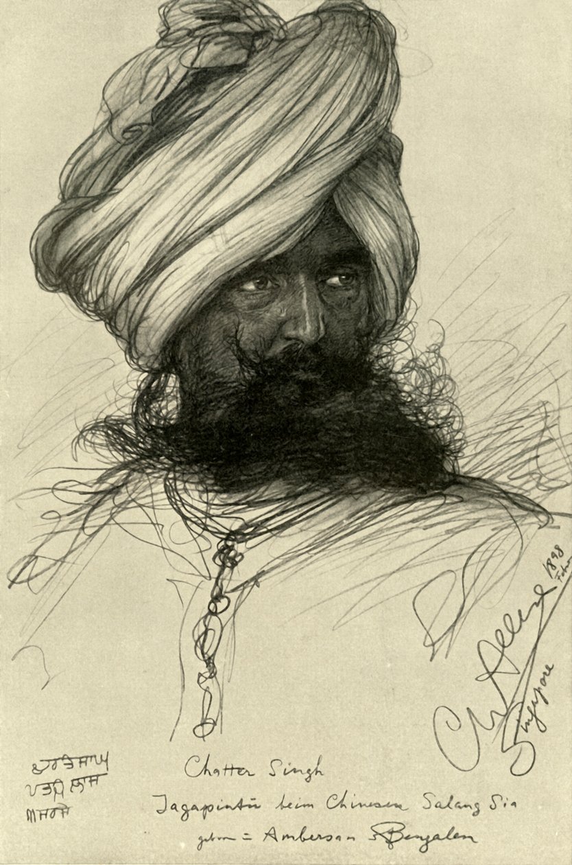 Watchman Chatter Singh, Cingapura, 1898. de Christian Wilhelm Allers