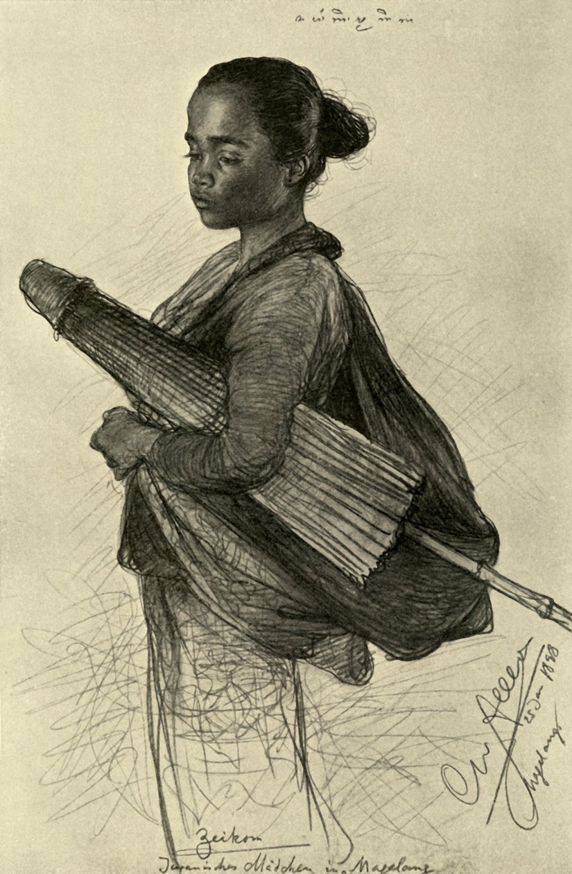 Jovem com guarda-sol, Magalang, Java, 1898. de Christian Wilhelm Allers