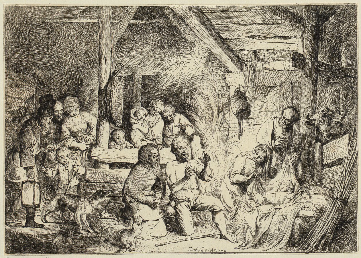 Adoração dos Pastores de Christian Wilhelm Ernst Dietrich