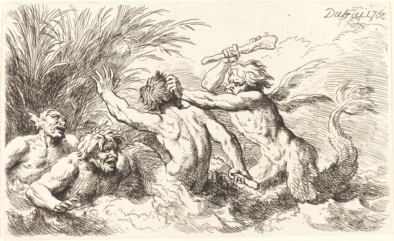 Combatendo Tritões de Christian Wilhelm Ernst Dietrich