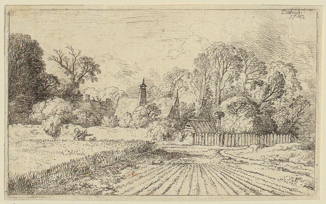 Um caminho junto a um campo de trigo de Christian Wilhelm Ernst Dietrich