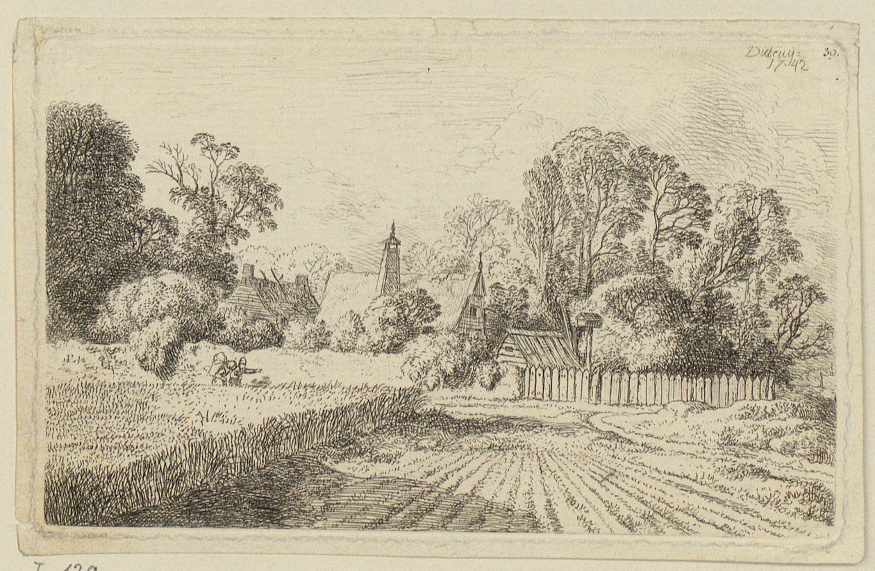 Um caminho junto a um campo de trigo de Christian Wilhelm Ernst Dietrich