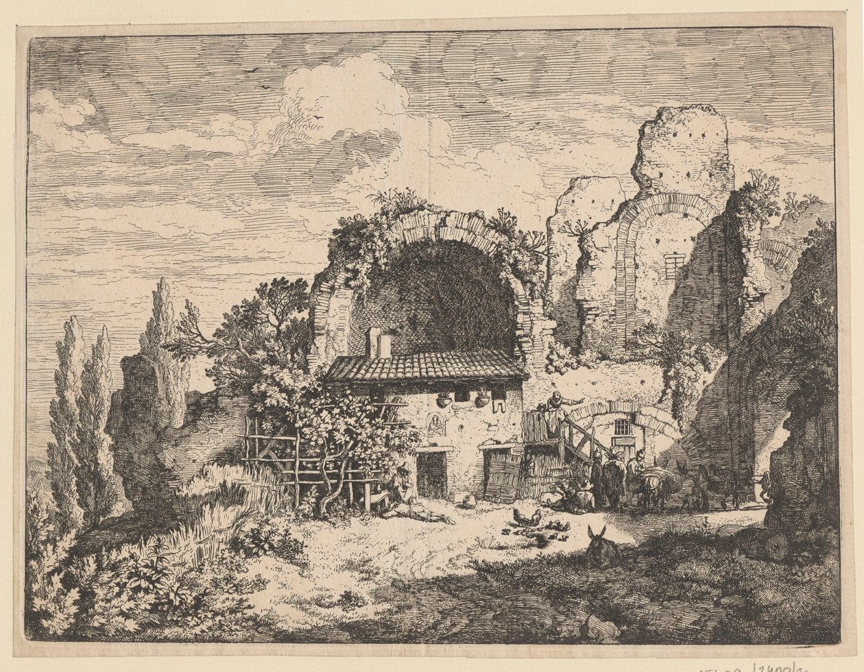Paisagem com ruínas e edifícios agrícolas de Christian Wilhelm Ernst Dietrich