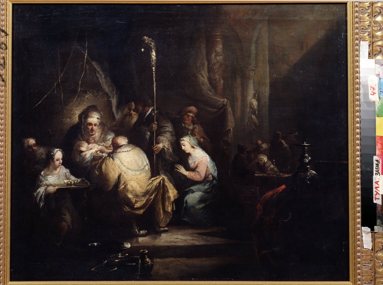 "" A Circuncisão "" (Circuncisão) Pintura de Christian Wilhelm Ernst Dietrich (1712-1774) 1763 Museu Estatal de Arte Tula Rússia de Christian Wilhelm Ernst Dietrich