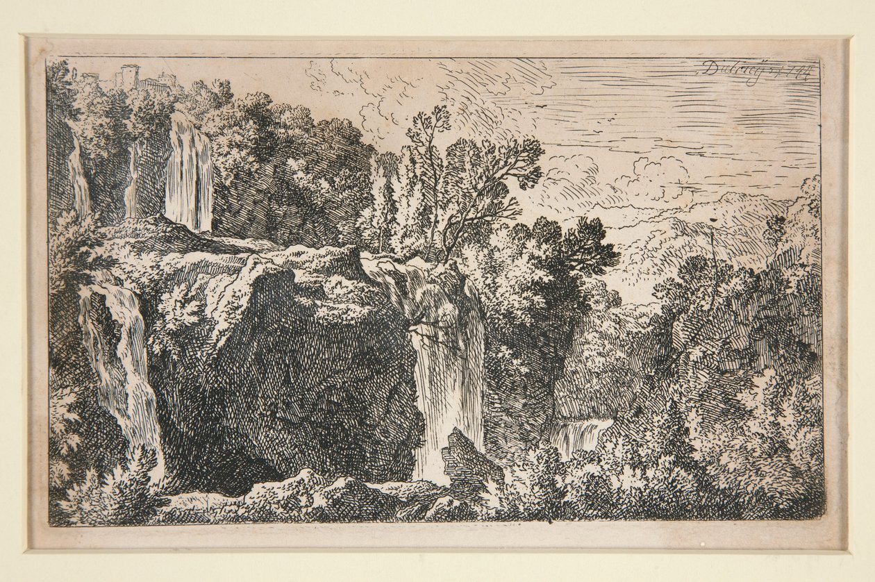 Paisagem com cascata de Christian Wilhelm Ernst Dietrich