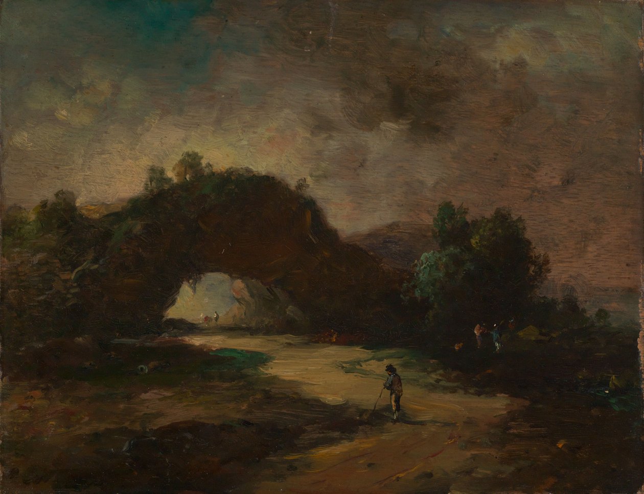 Paisagem com um arco rochoso coberto de arbustos de Christian Wilhelm Ernst Dietrich