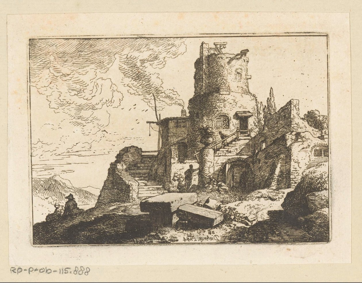 Paisagem com torre de vigia de Christian Wilhelm Ernst Dietrich