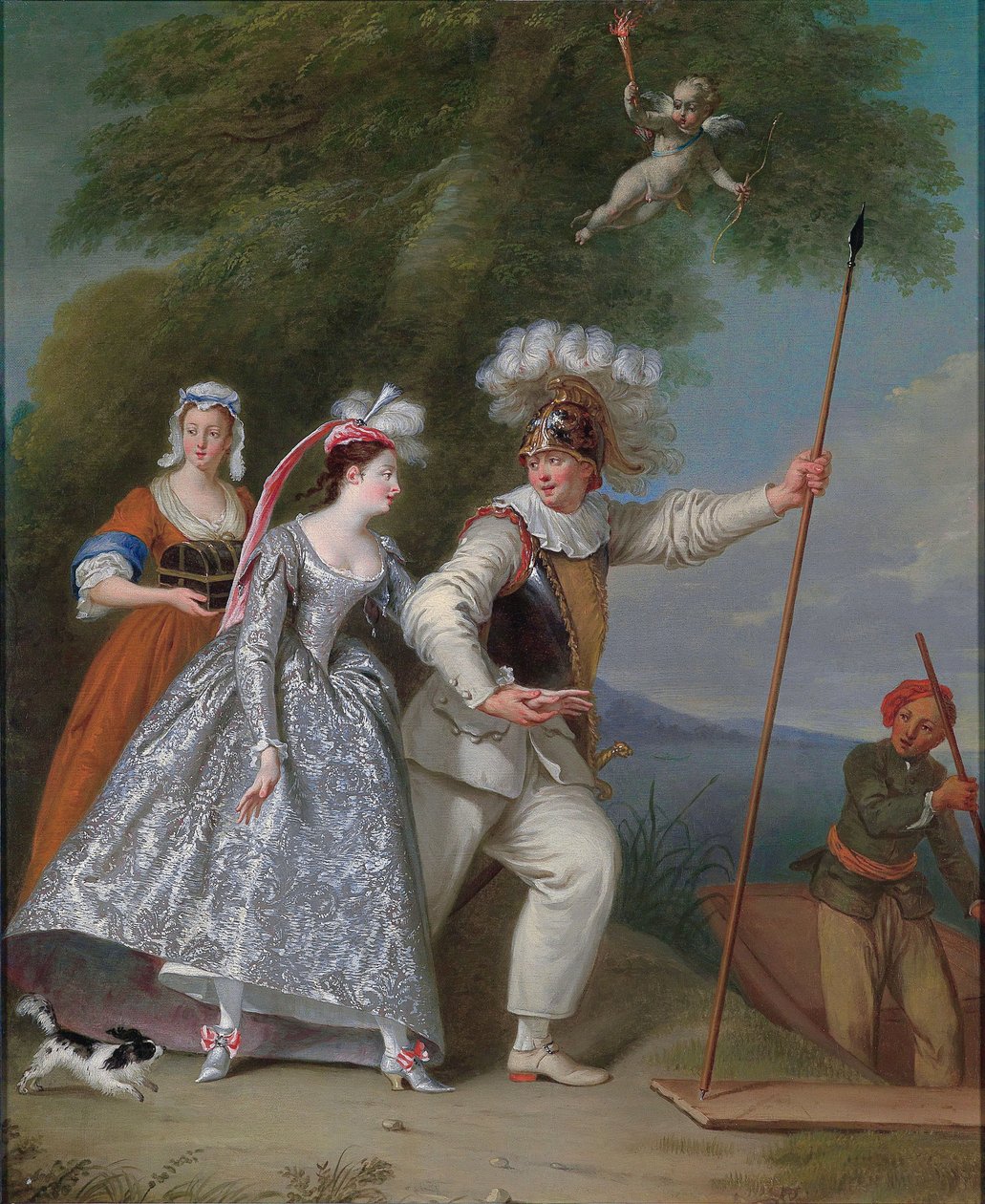 Retrato de um cavalheiro elegante no papel de Pierrot numa interpretação da Commedia dell