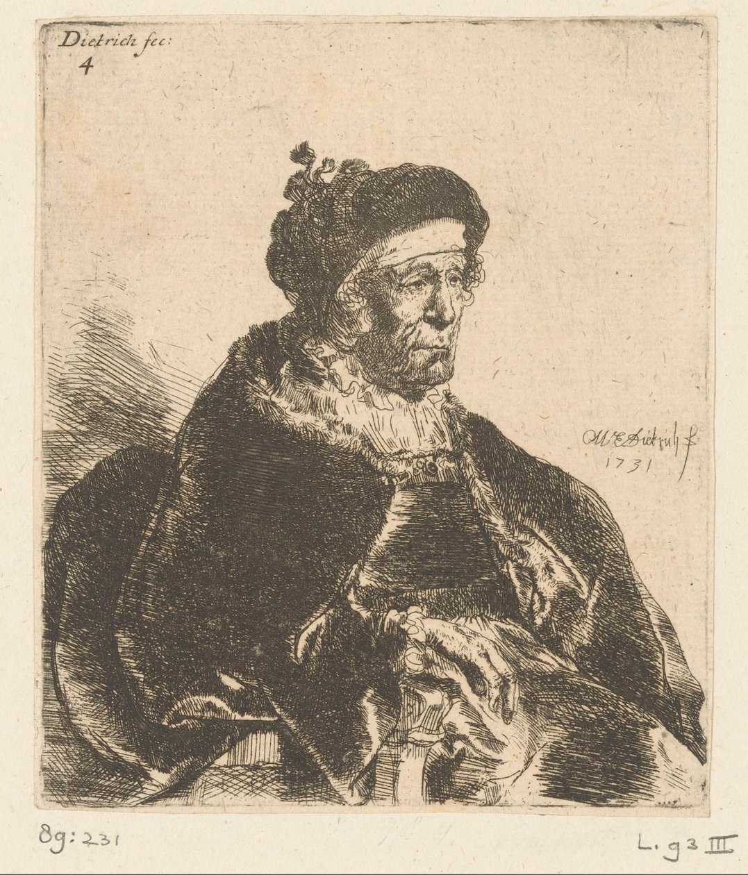 velha sentada de Christian Wilhelm Ernst Dietrich
