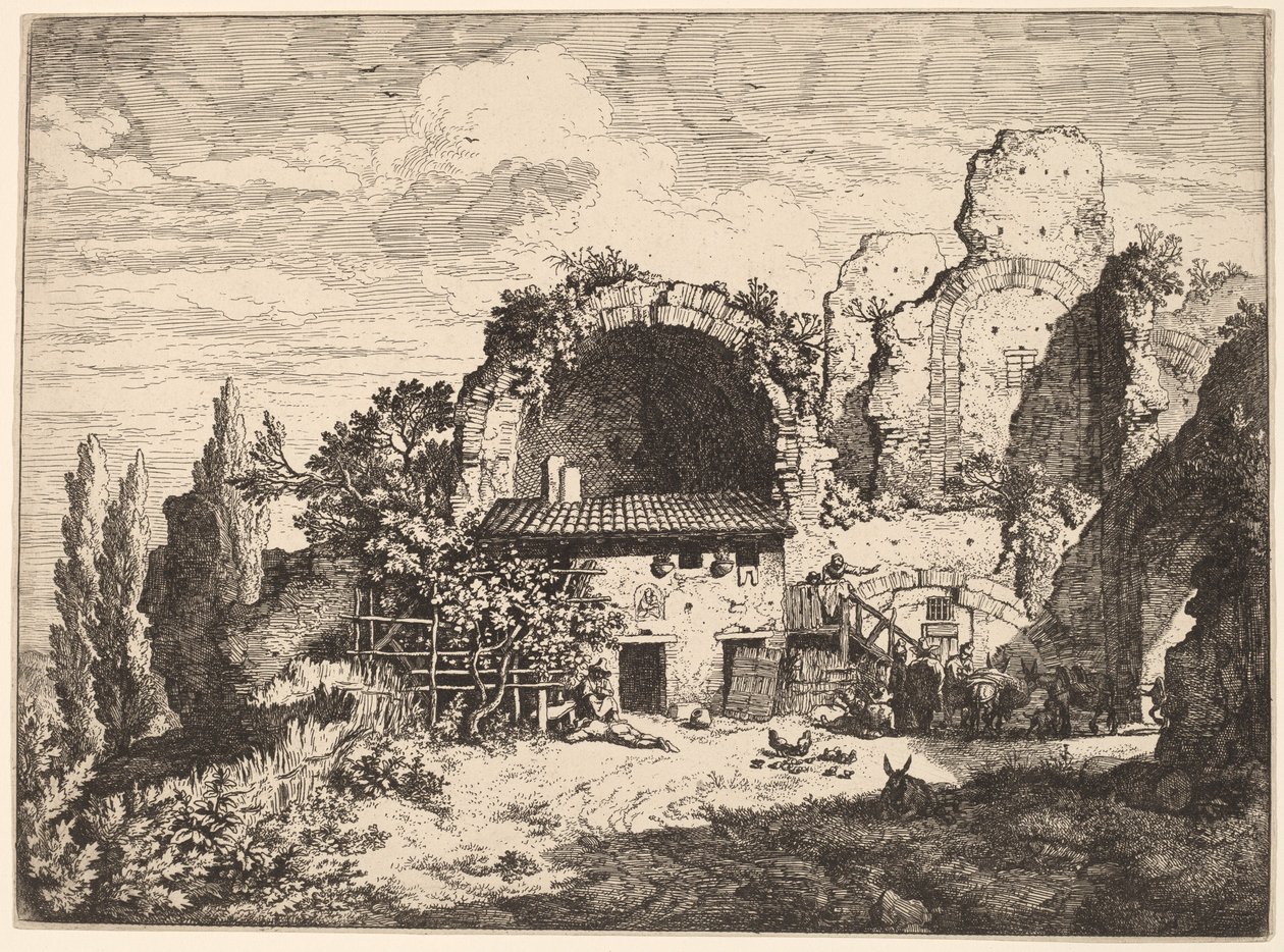 A Pousada dos Muleteiros de Christian Wilhelm Ernst Dietrich, after Pieter van Laer