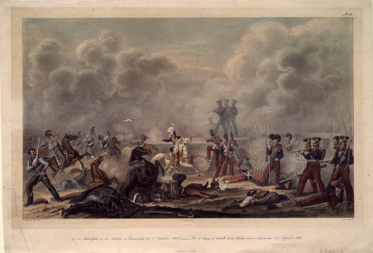 No campo de batalha de Borodino antes da aldeia Semenovsky, década de 1820 de Christian Wilhelm Faber du Faur von