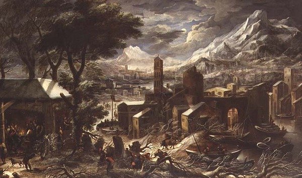 Uma paisagem alpina de Inverno de Christian de (circle of) Koninck