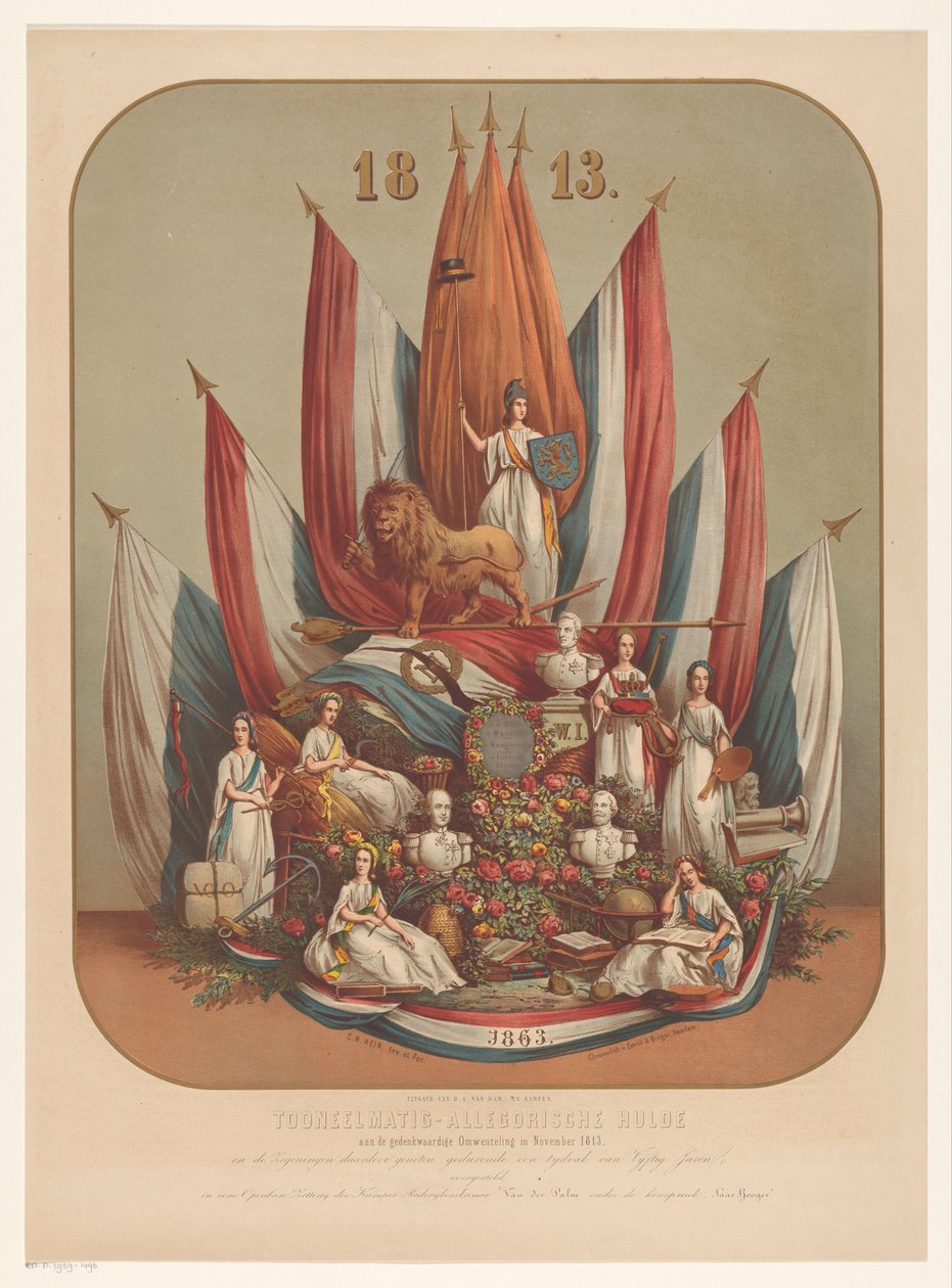 Representação alegórica comemorativa da importante revolução de Novembro de 1813
Homenagem alegórico-cénica à memorável Revolução de Novembro de 1813 (...) (título sobre o objecto) de Christianus Hendricus Hein