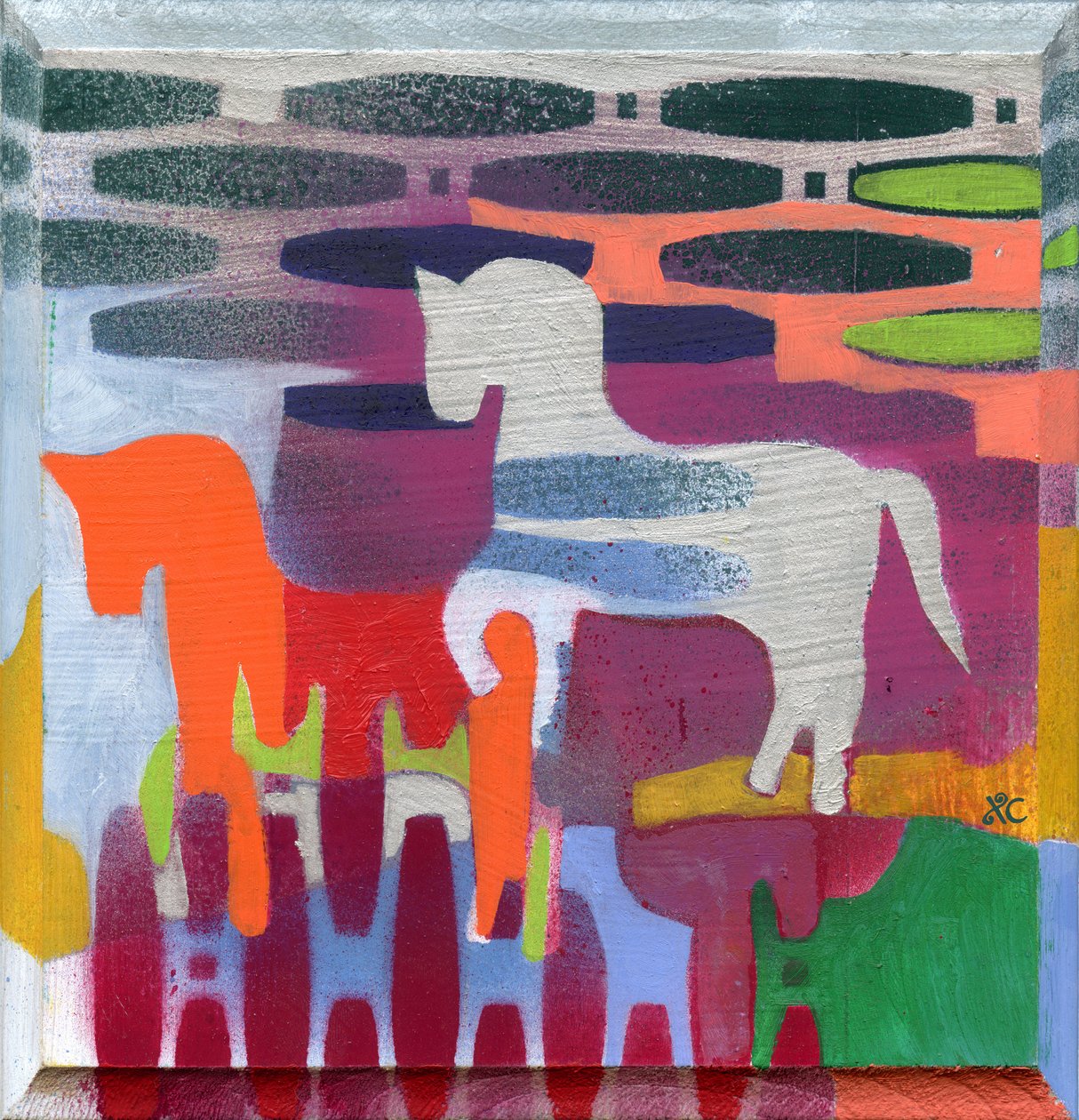 Cavalos, c. 2008 (acrílico sobre painel de madeira) de Christina Saj
