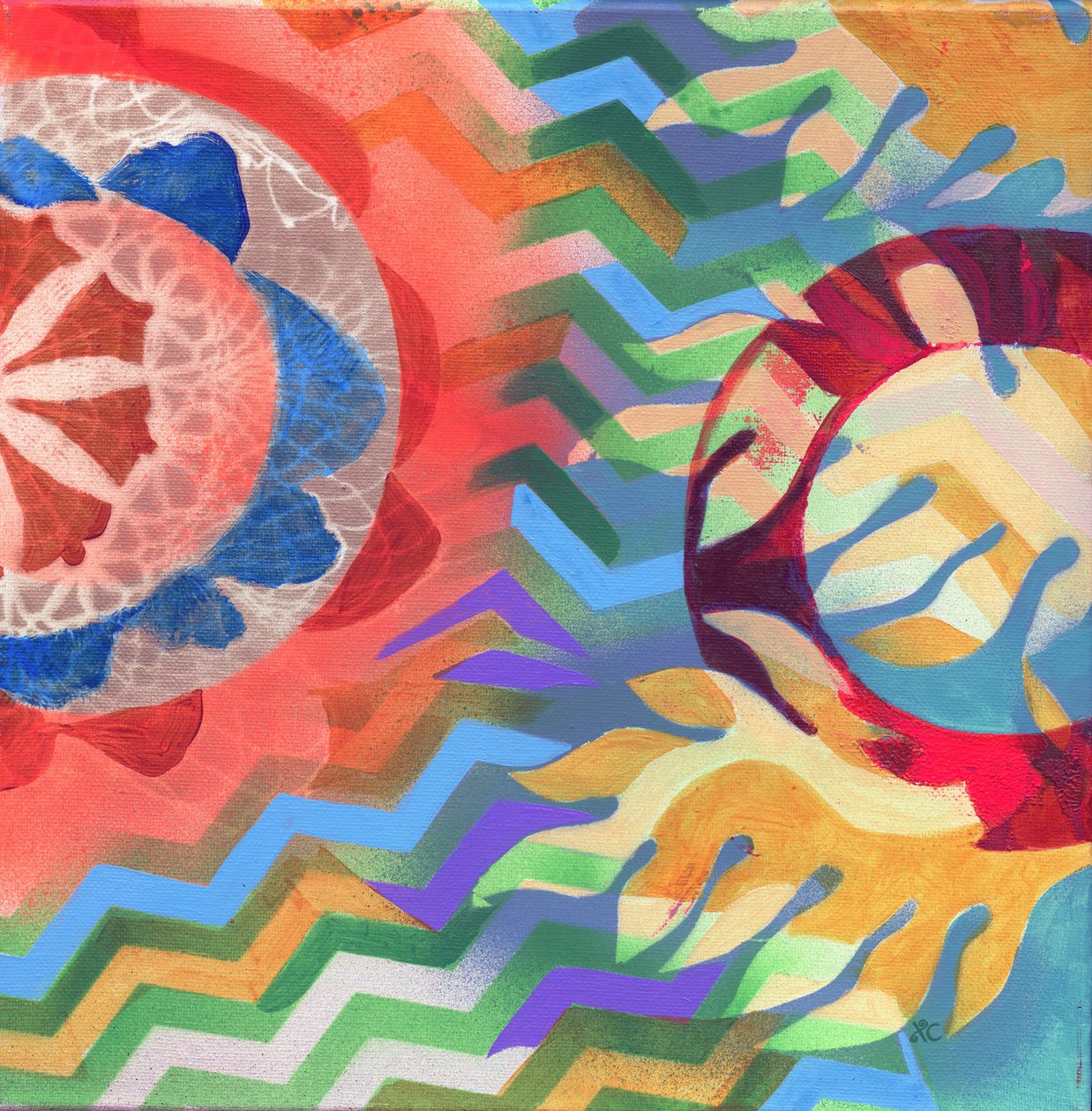 Meditação18 Ondas, c. 2017 (acrílico sobre tela) de Christina Saj