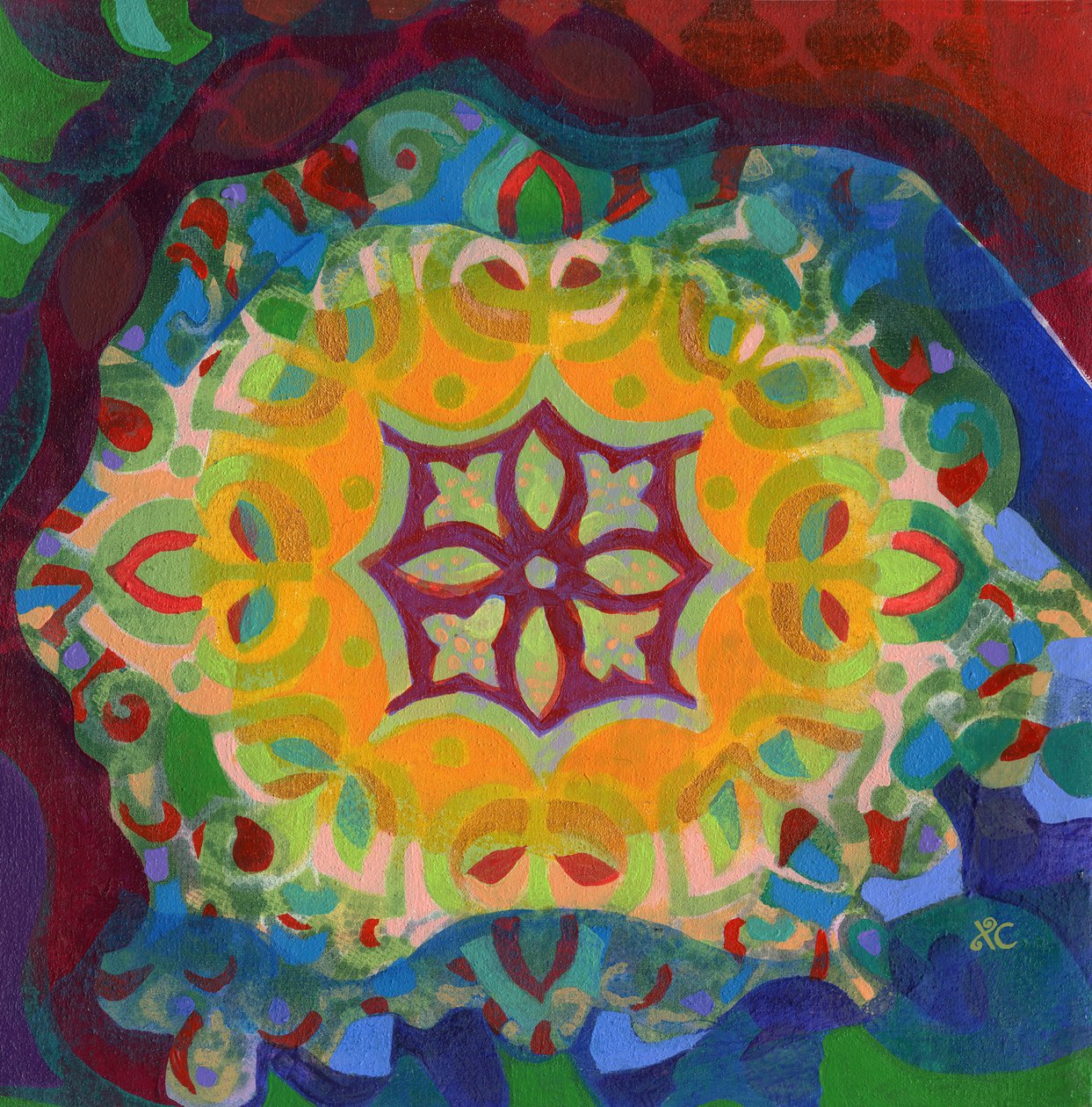 Meditação 38, c 2017 (acrílico sobre painel) de Christina Saj