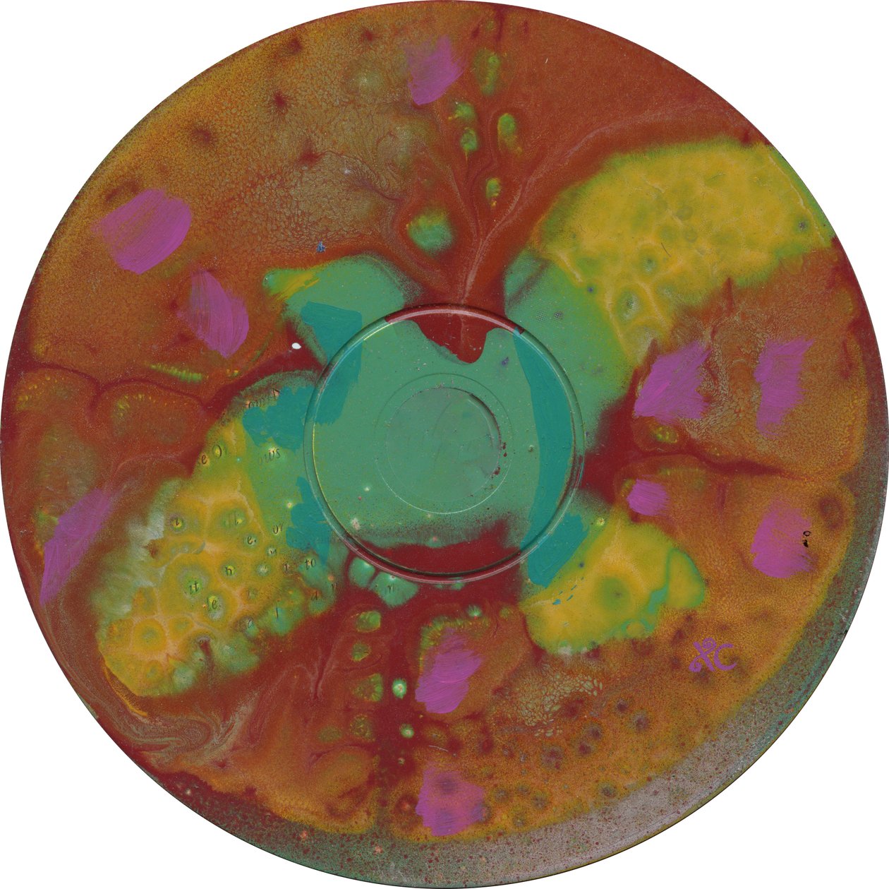 Paz, c. 2023 (acrílico sobre CD) de Christina Saj