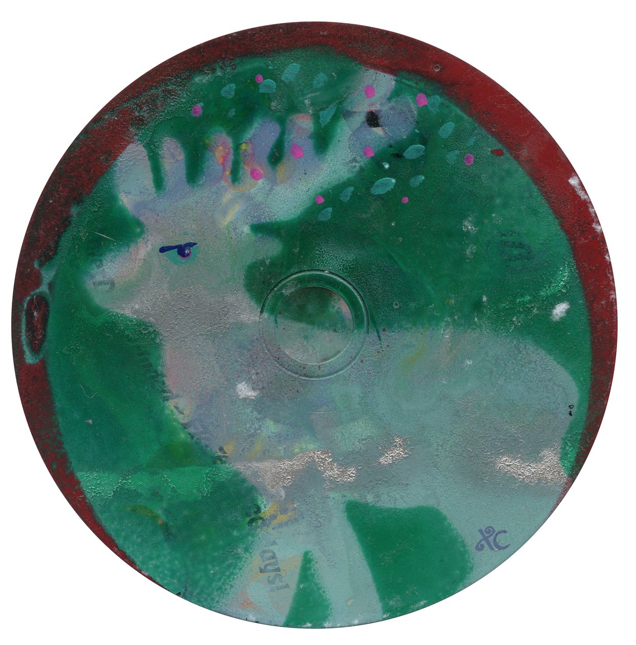 Renas, c. 2023 (acrílico sobre cd) de Christina Saj