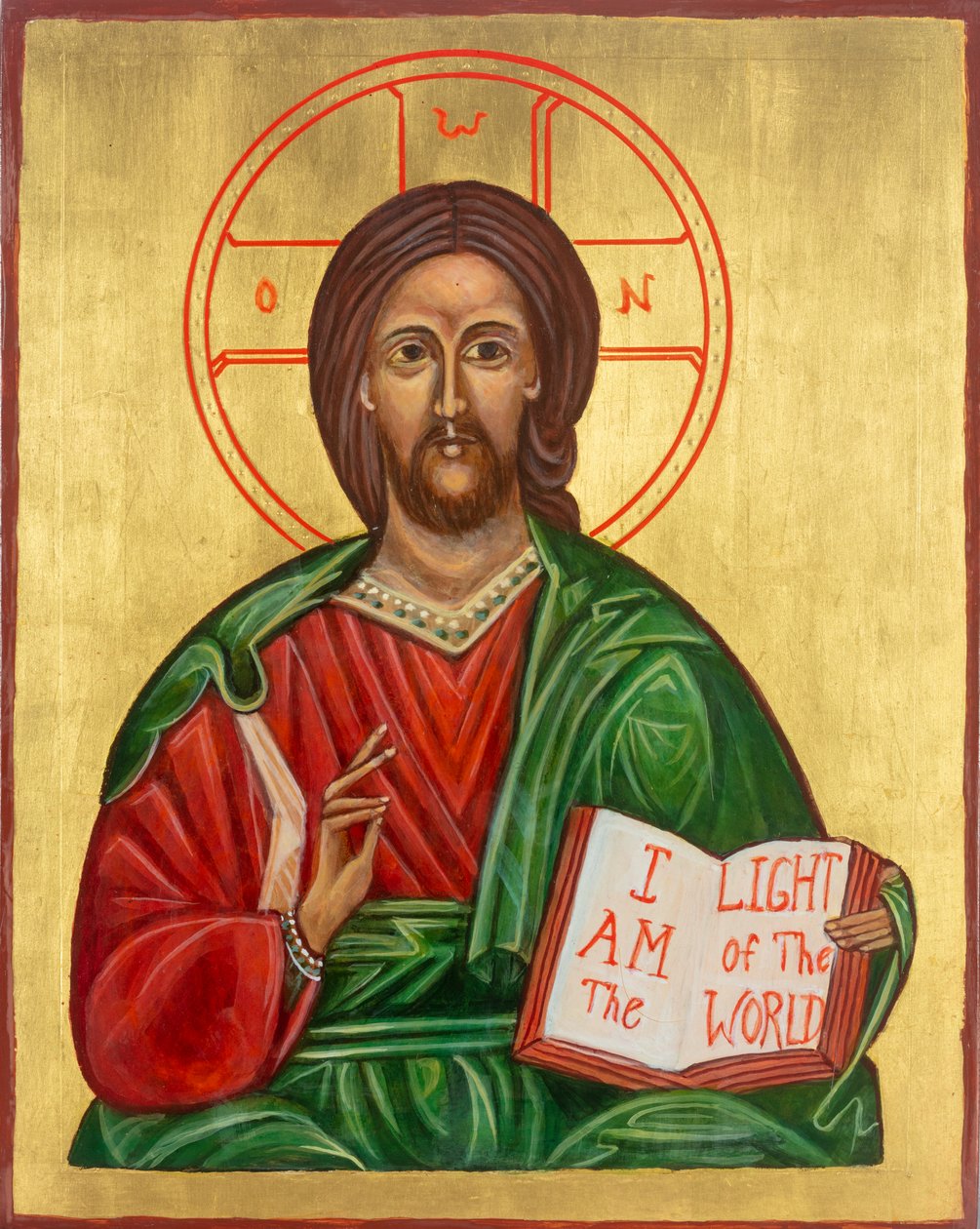 Cristo Pantocrator, 2009 (têmpera de ovo, folha de ouro, madeira) de Christine Hales