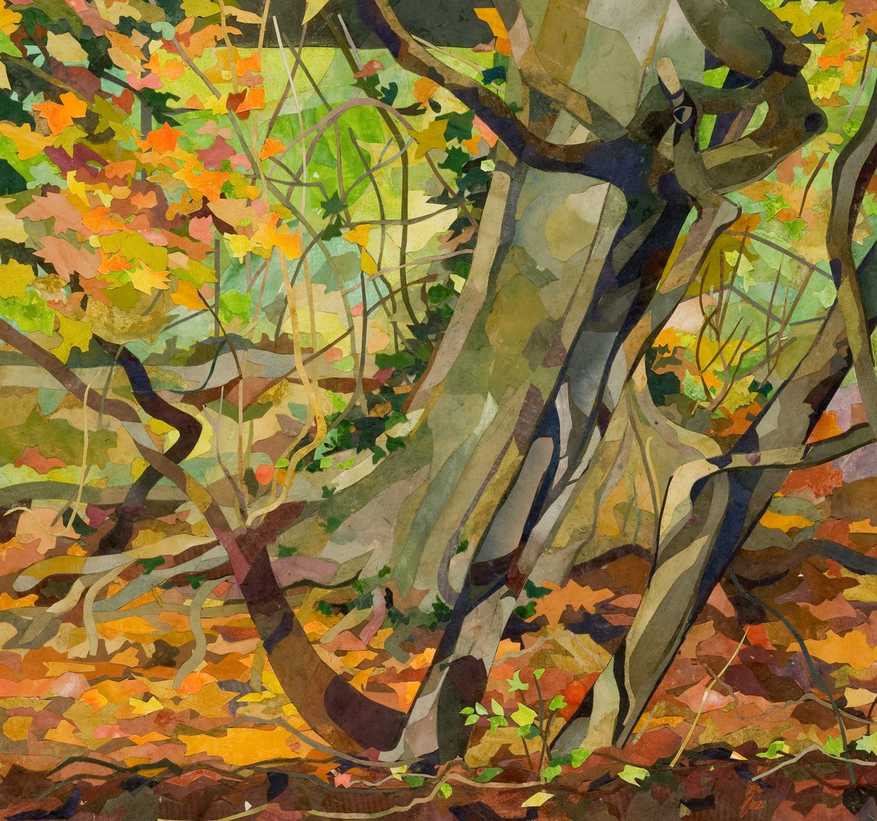 Angelas Moat, 2019 (colagem de papel pintado a aguarela) de Christine McKechnie