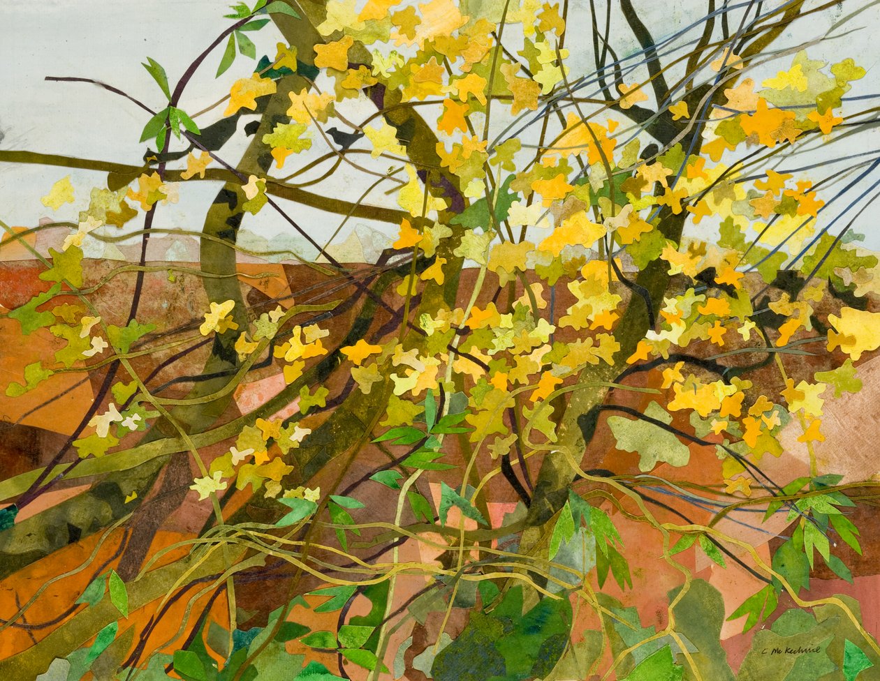 Folhas de outono, 2016 (colagem de papel pintado com aguarela) de Christine McKechnie