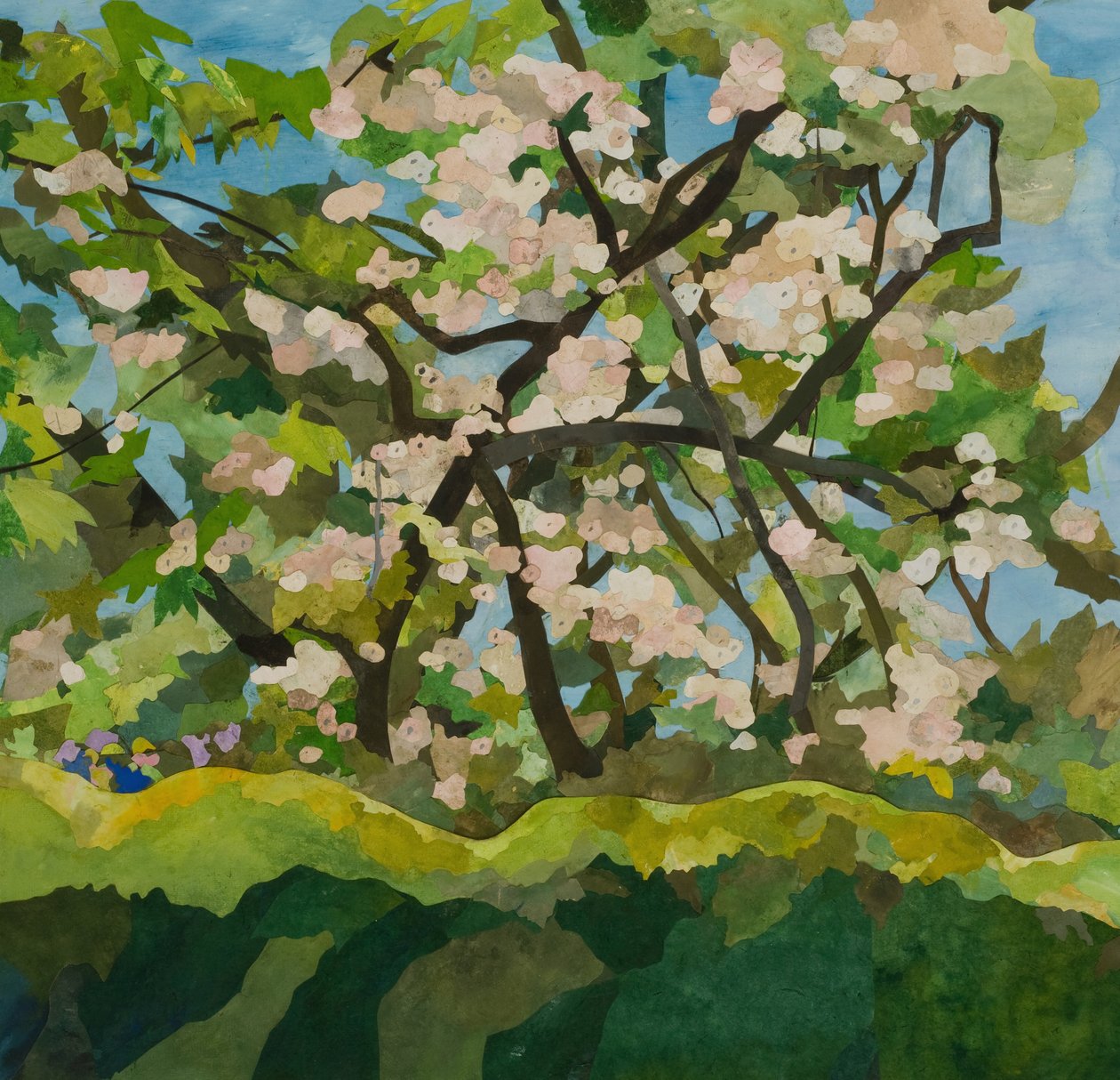 Macieira de Cornerways, 2019 (colagem de papel pintado com aguarela) de Christine McKechnie