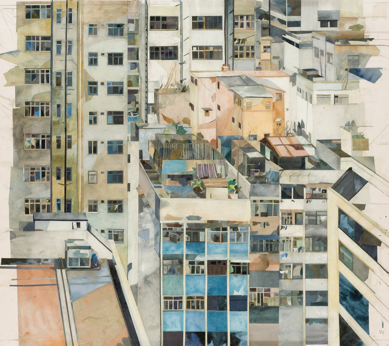 Hong Kong, 2011 (colagem de papel pintado com aguarela) de Christine McKechnie