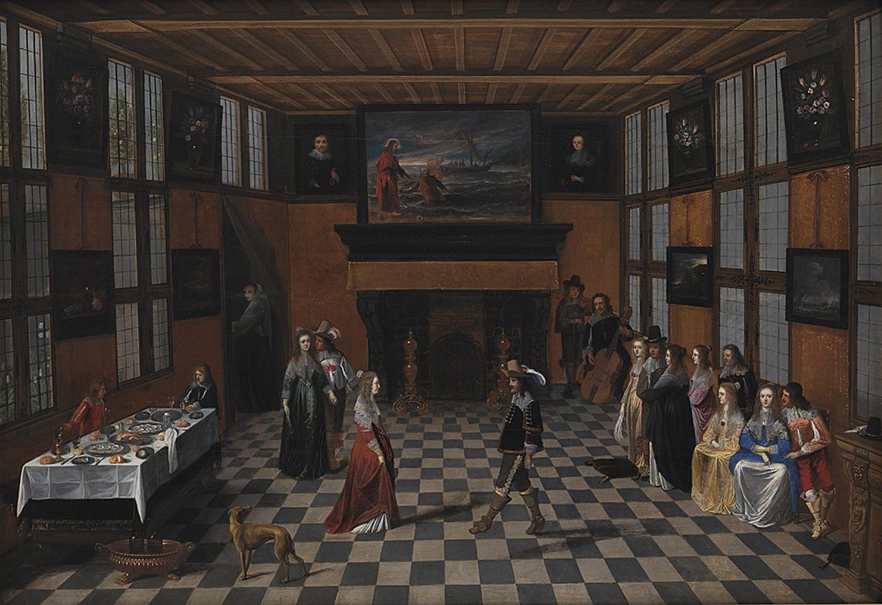 Festa de dança em um interior de Christoffel Jacobsz. van der Laemen