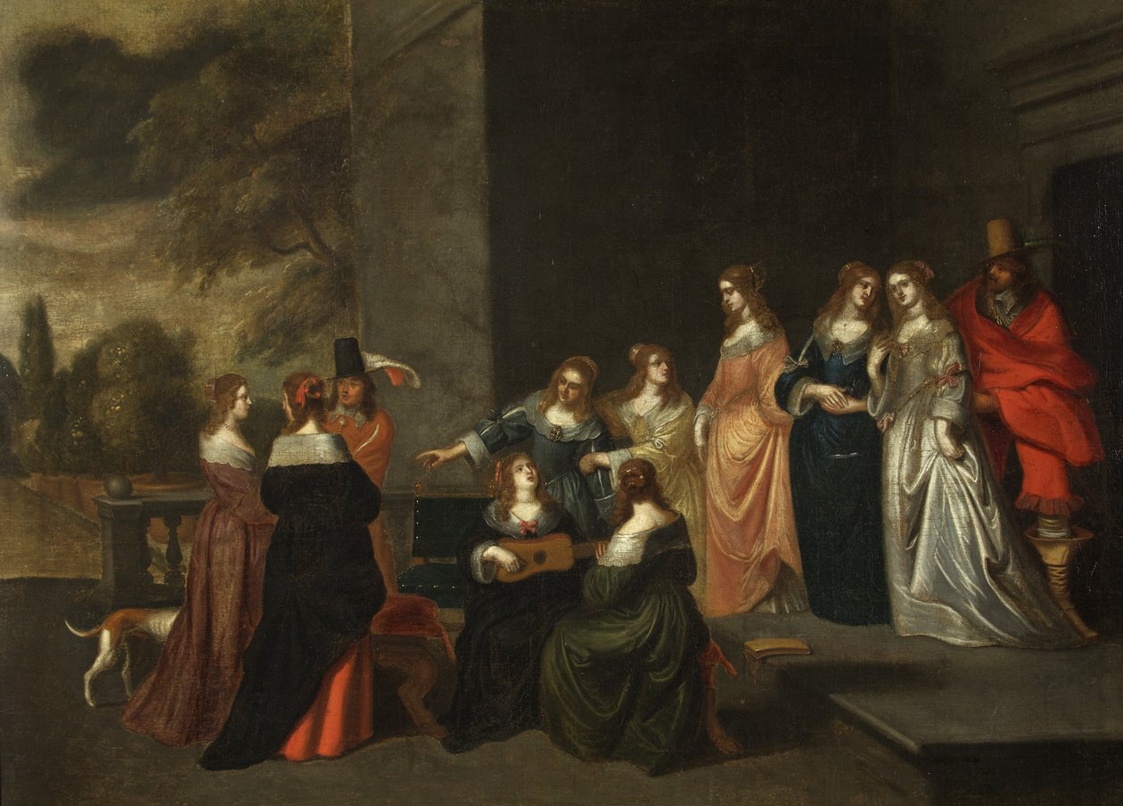 Grupo em Terraço, c.1640 (óleo sobre tela) de Christoffel Jacobsz van der Lamen