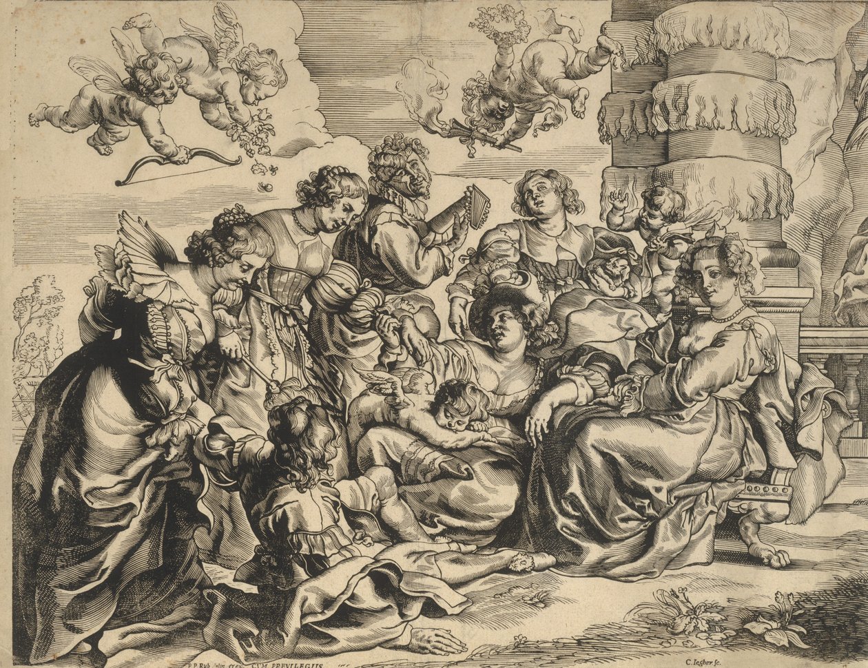 Bloco esquerdo do Jardim do Amor, década de 1630. de Christoffel Jegher