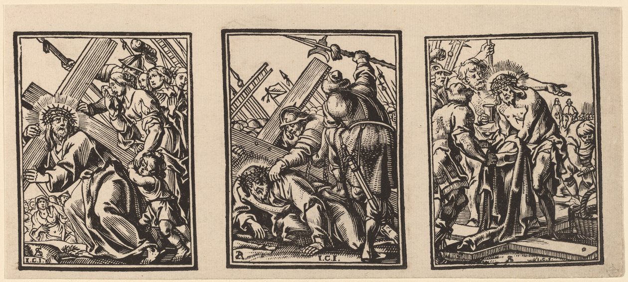 Três cenas no caminho para o Calvário de Christoffel Jegher after Anthonis Sallaert