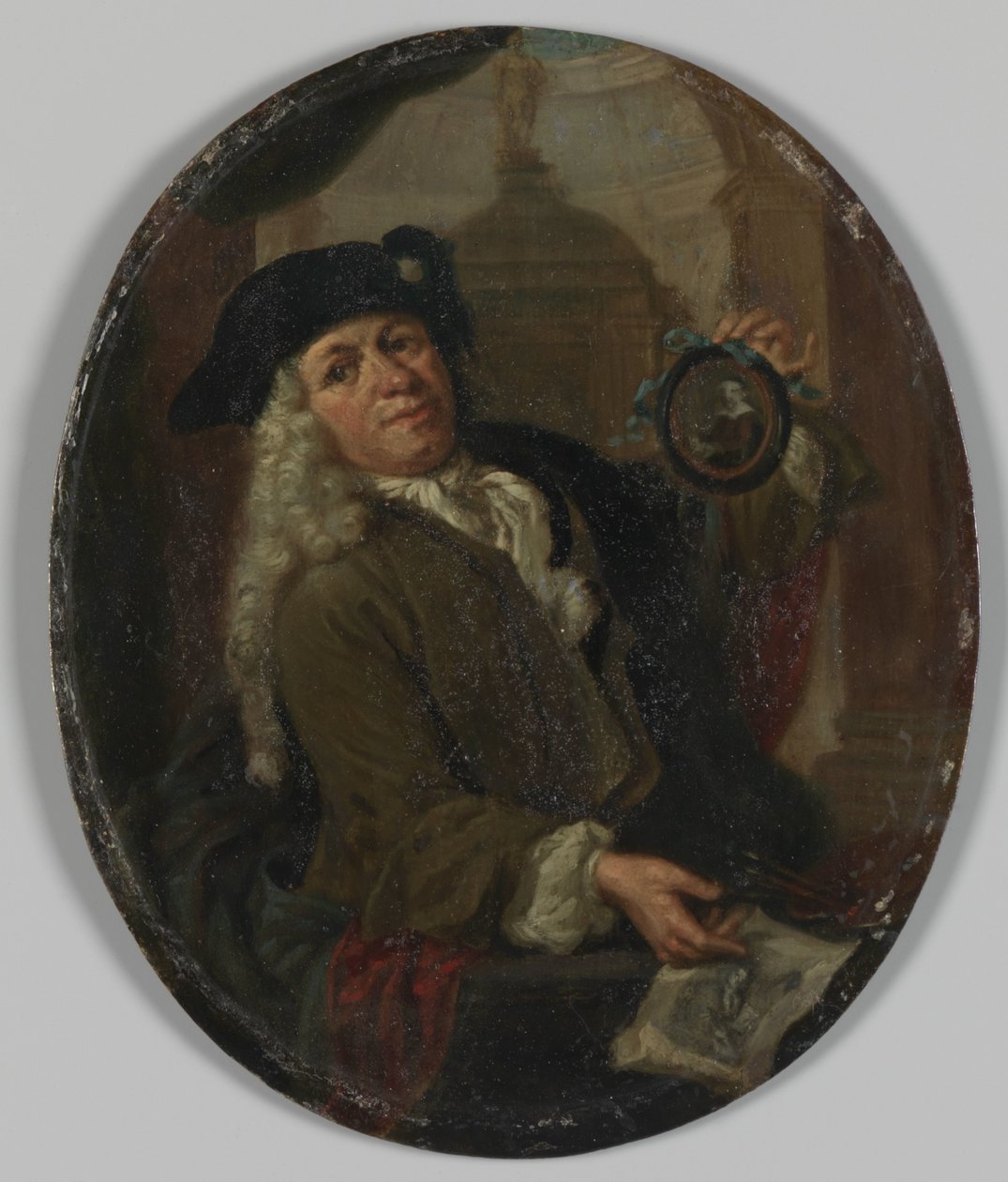 Retrato de Arnoud van Halen (1673-1732). Pintor, gravador, poeta e colecionador em Amsterdã de Christoffel Lubienitzki (copy after)