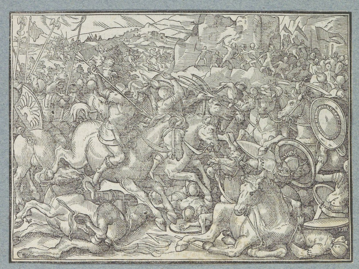 Batalha da parede de pedra Batalha dos israelitas contra os benjamitas de Christoffel van Sichem (I)