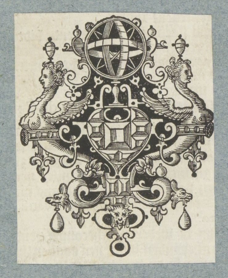 Ornamento com pedras preciosas e globo celestial de Christoffel van Sichem (II) (possibly)
