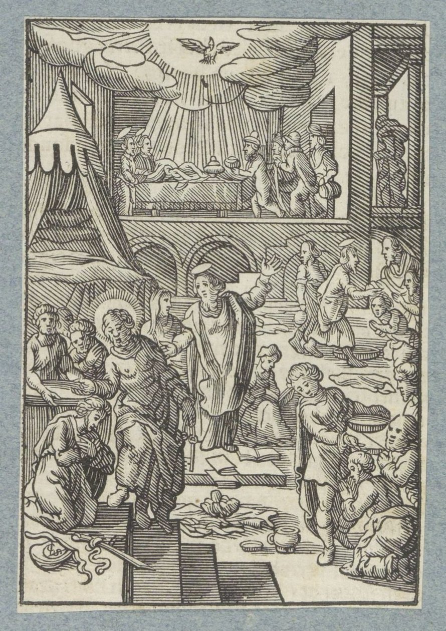 Apóstolos batizam novos crentes em Jerusalém de Christoffel van Sichem (II)