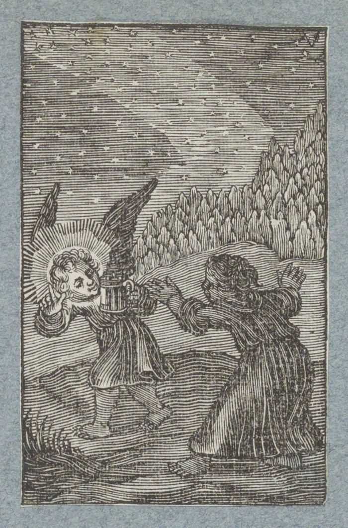 Anjo com lanterna mostra à criança o caminho
Pia Desideria (título da série) de Christoffel van Sichem (II)