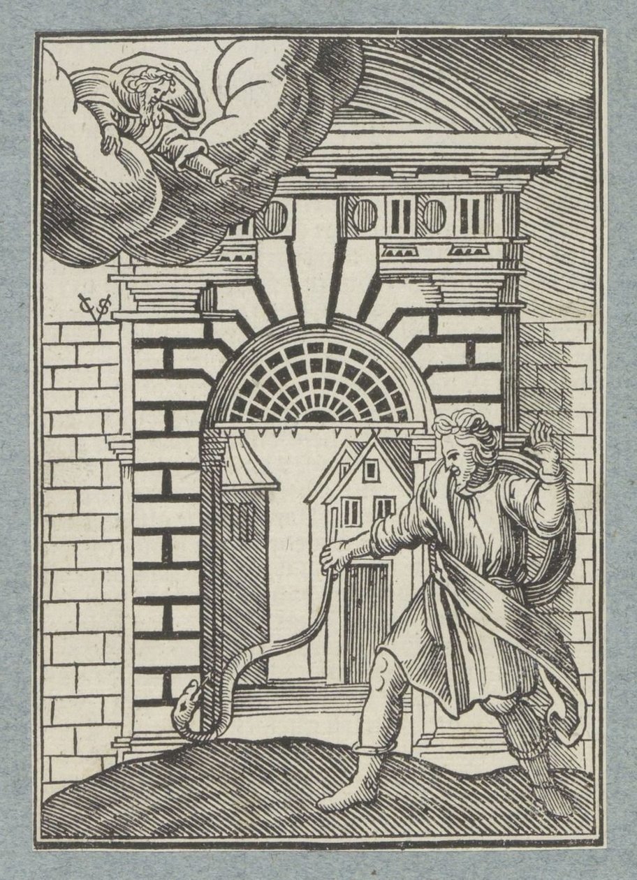Deus Pai transforma o cajado de Moisés em uma serpente de Christoffel van Sichem (II)