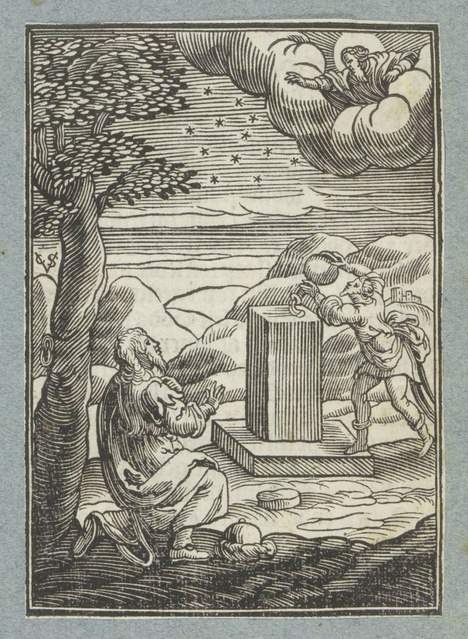 a aliança de Deus com Abraão; Jacó unge a pedra em que dormiu de Christoffel van Sichem (II)
