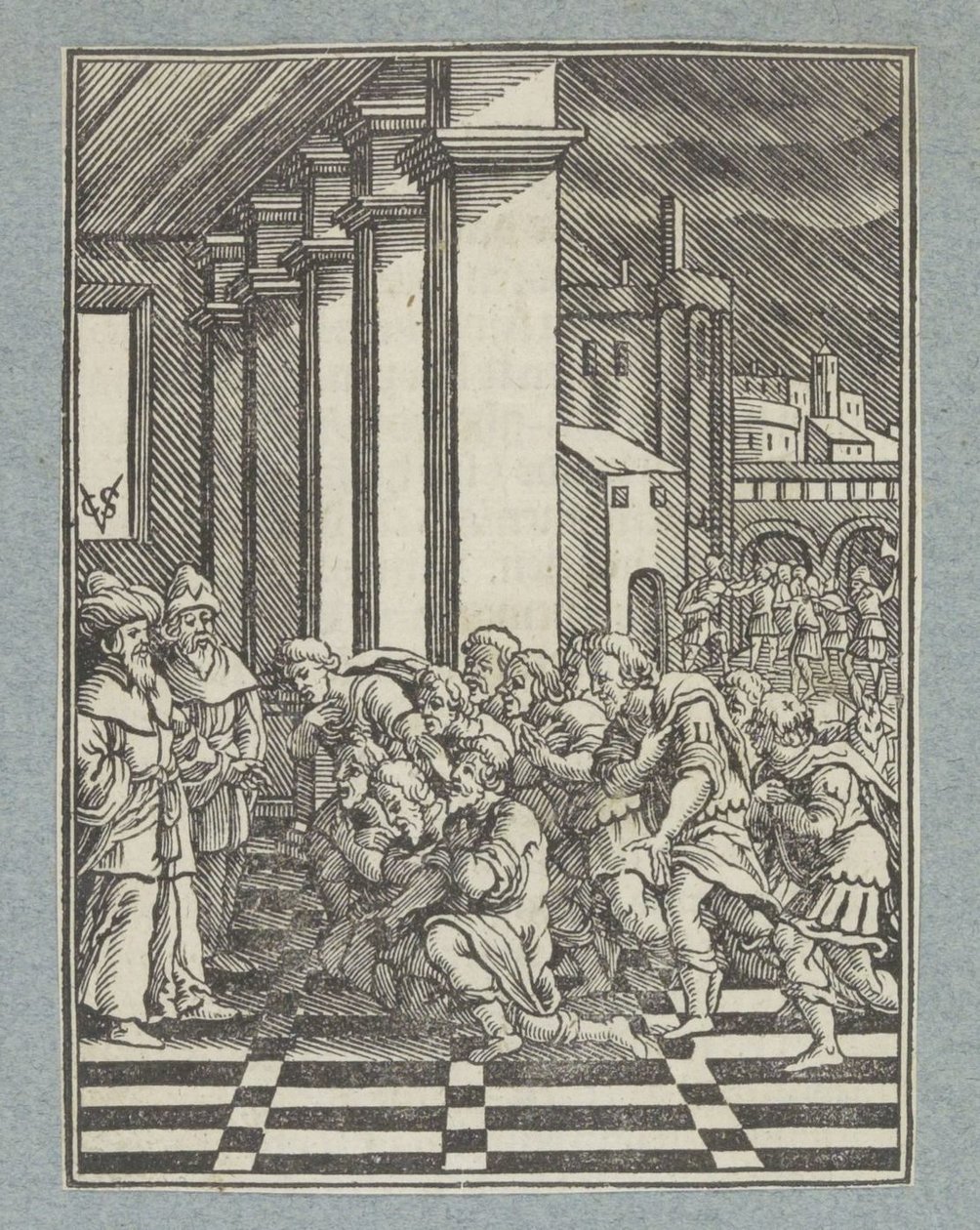 Os irmãos de José se ajoelham diante dele no Egito de Christoffel van Sichem (II)