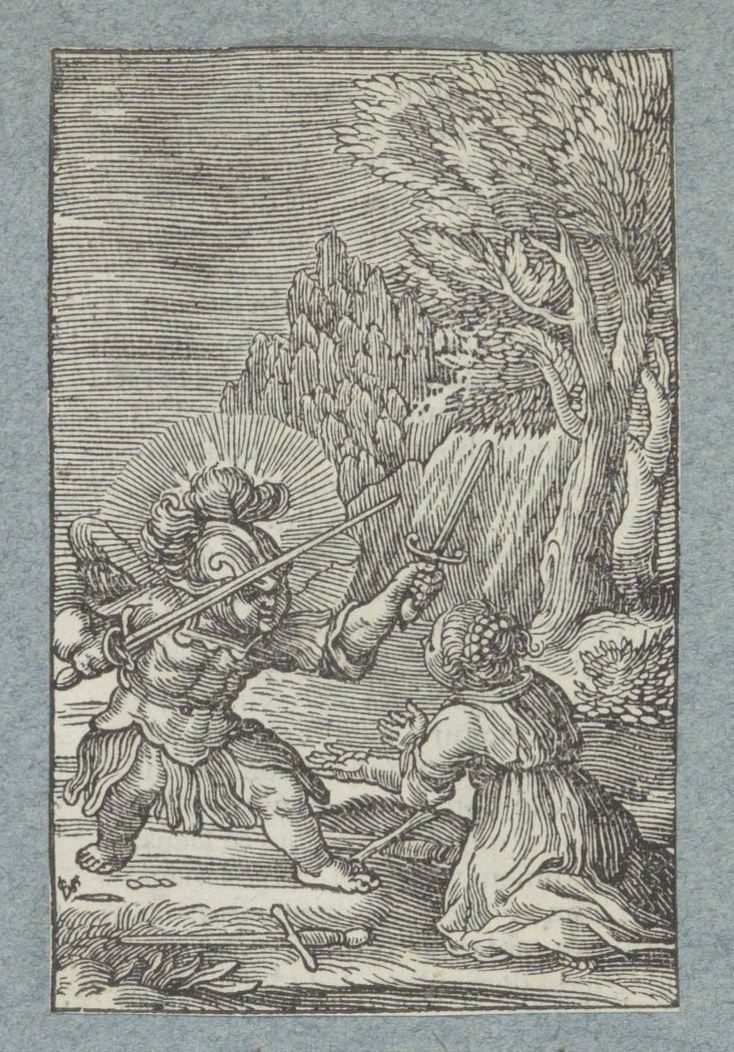 A criança rende-se ao anjo vestido de cavaleiro
Pia Desideria (título da série) de Christoffel van Sichem (II)