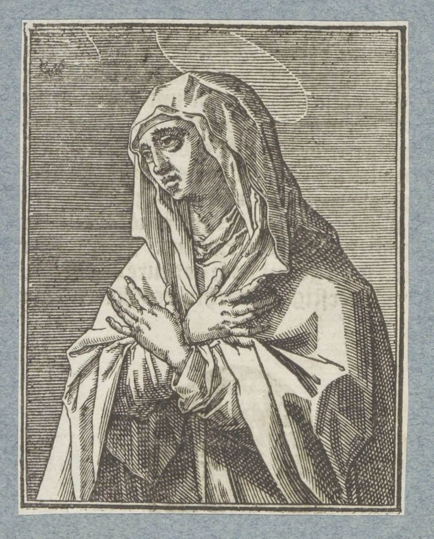 Luto de Maria
Cristo, Maria e os doze apóstolos (título da série) de Christoffel van Sichem (II)