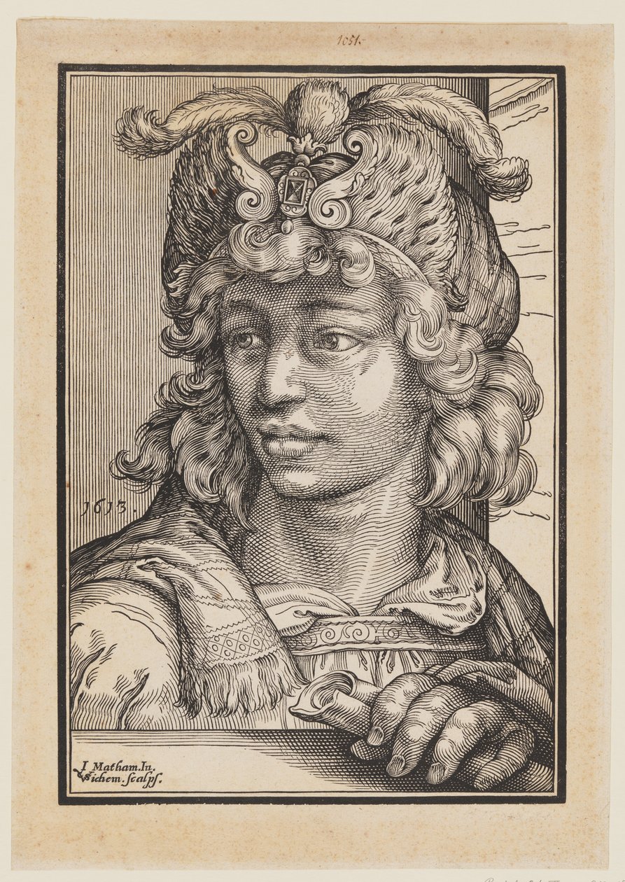 Busto de um jovem com barrete de penas de Christoffel van Sichem I