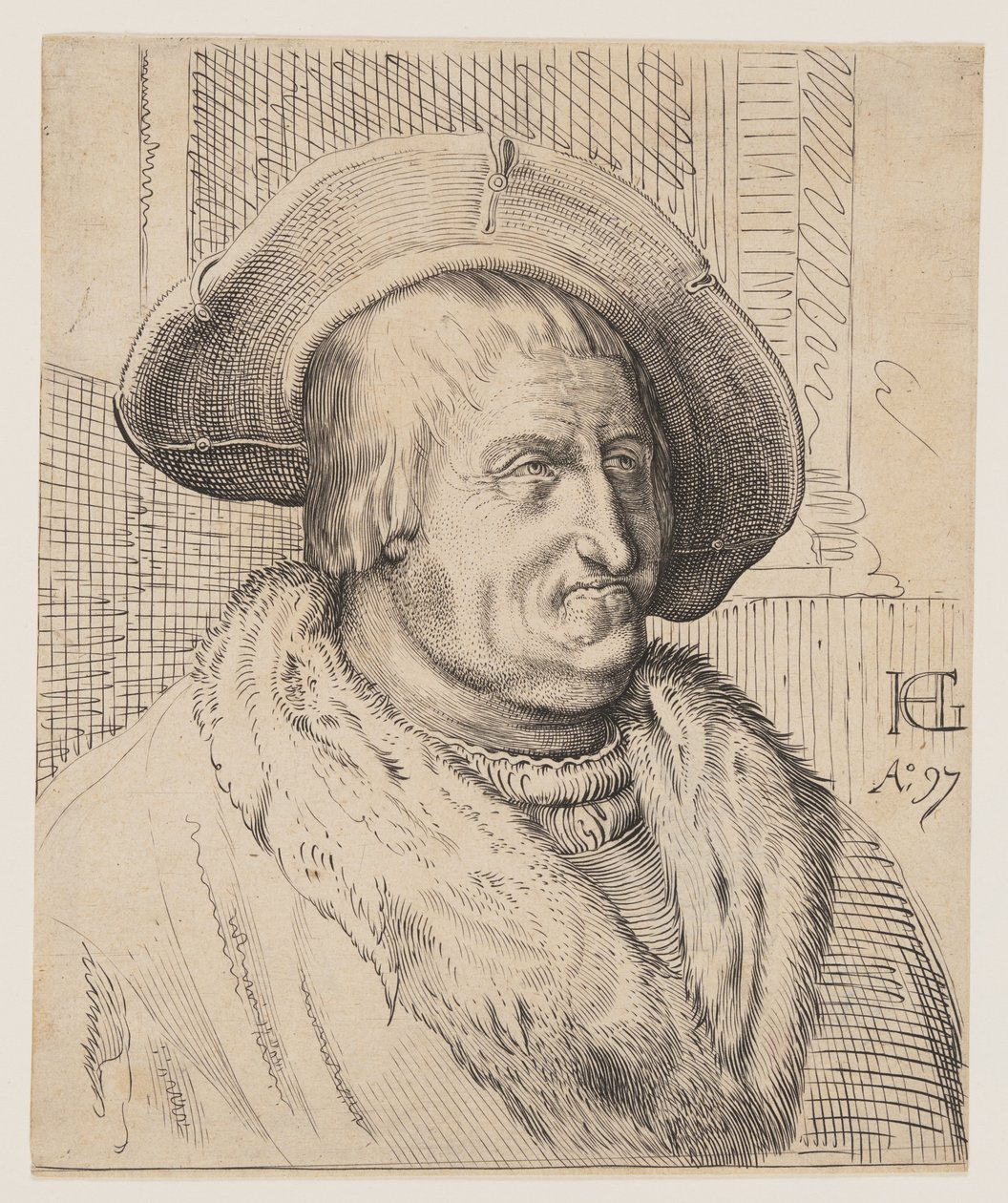 Retrato de fantasia de um velho com um chapéu de Christoffel van Sichem I