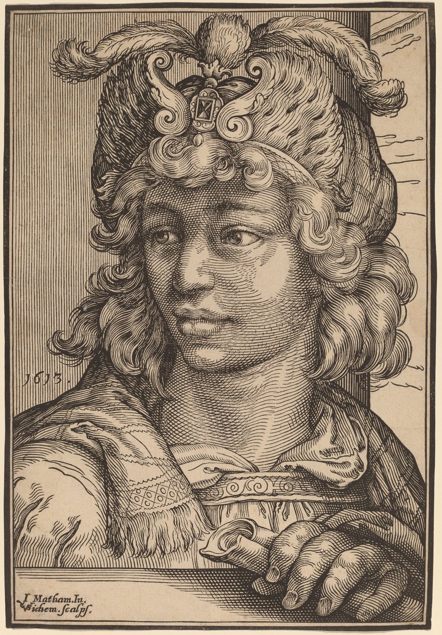 Busto de um jovem de Christoffel van Sichem I after Jacob Matham