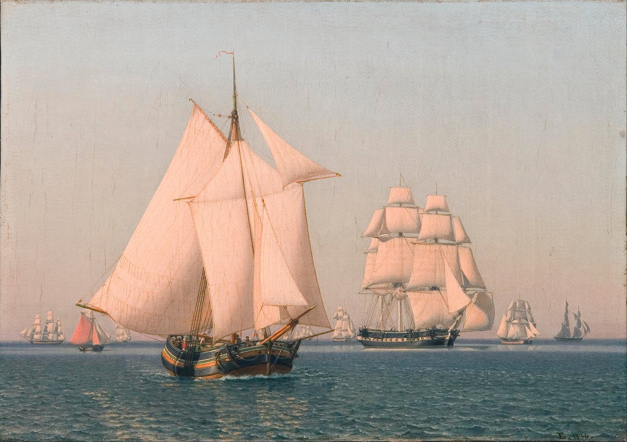 Navios sob vela em uma brisa suave em uma tarde de verão claro de Christoffer Wilhelm Eckersberg
