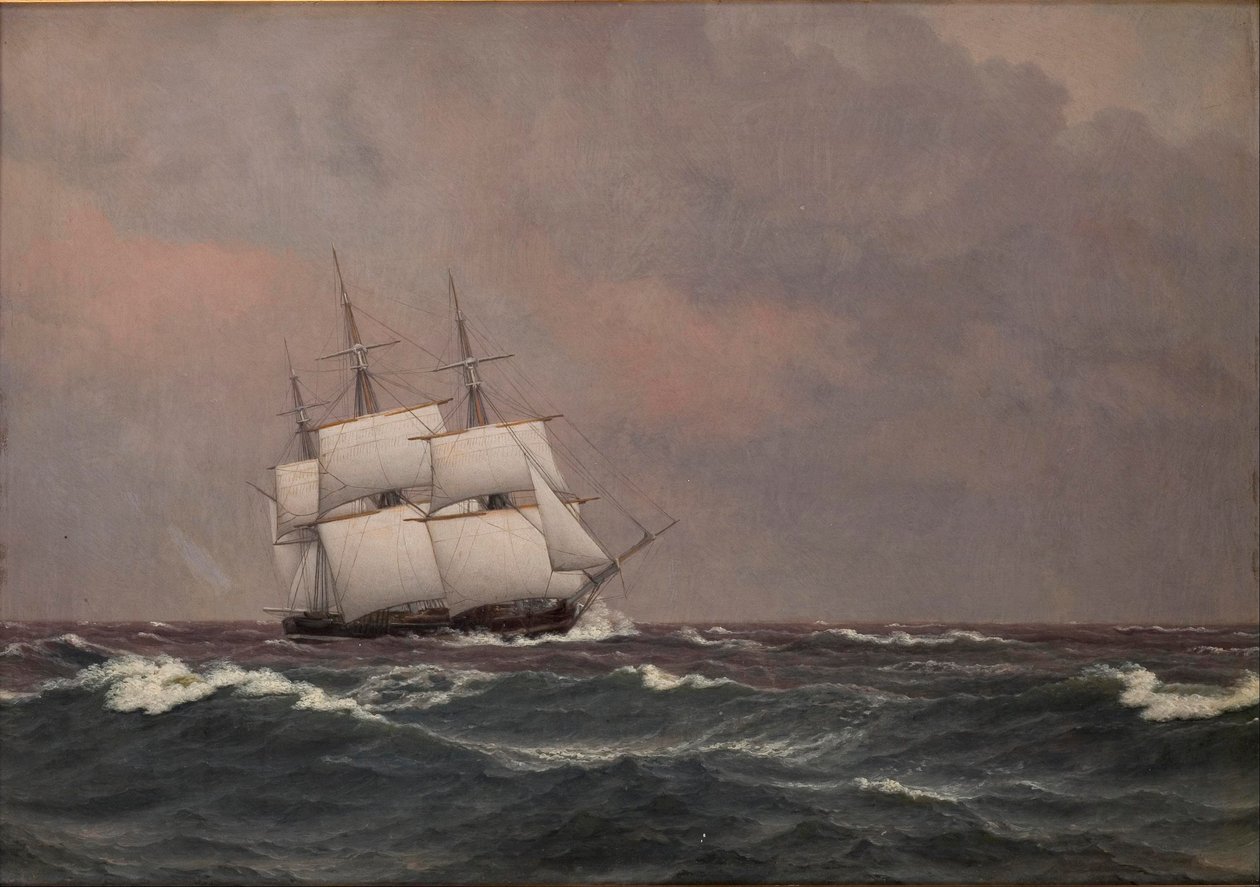 A corveta Najaden em mar agitado de Christoffer Wilhelm Eckersberg