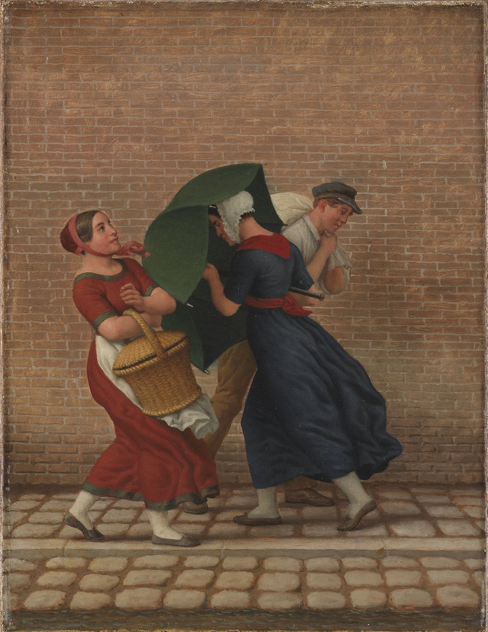 Street Scene in Windy and Rainy Weather, 26 de Novembro de 1846 (óleo sobre tela) de Christoffer Wilhelm Eckersberg