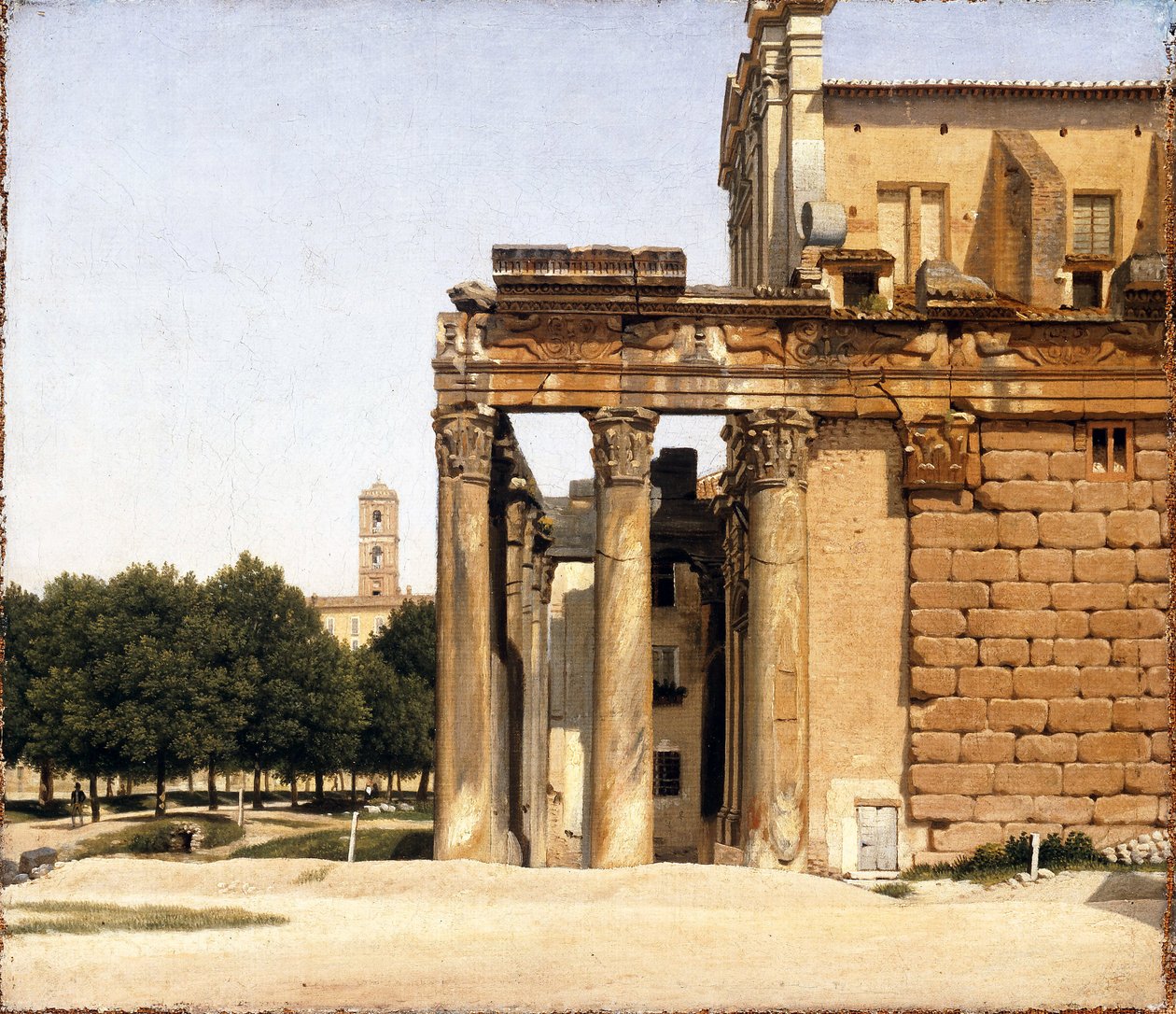 Vue de la via Sacra, Roma - Peinture de Christoffer Wilhelm Eckersberg (1783-1853) Vista da Via Sacra, Roma Óleo sobre tela 1814 Ny Carlsberg Glyptotek 28x33 de Christoffer Wilhelm Eckersberg