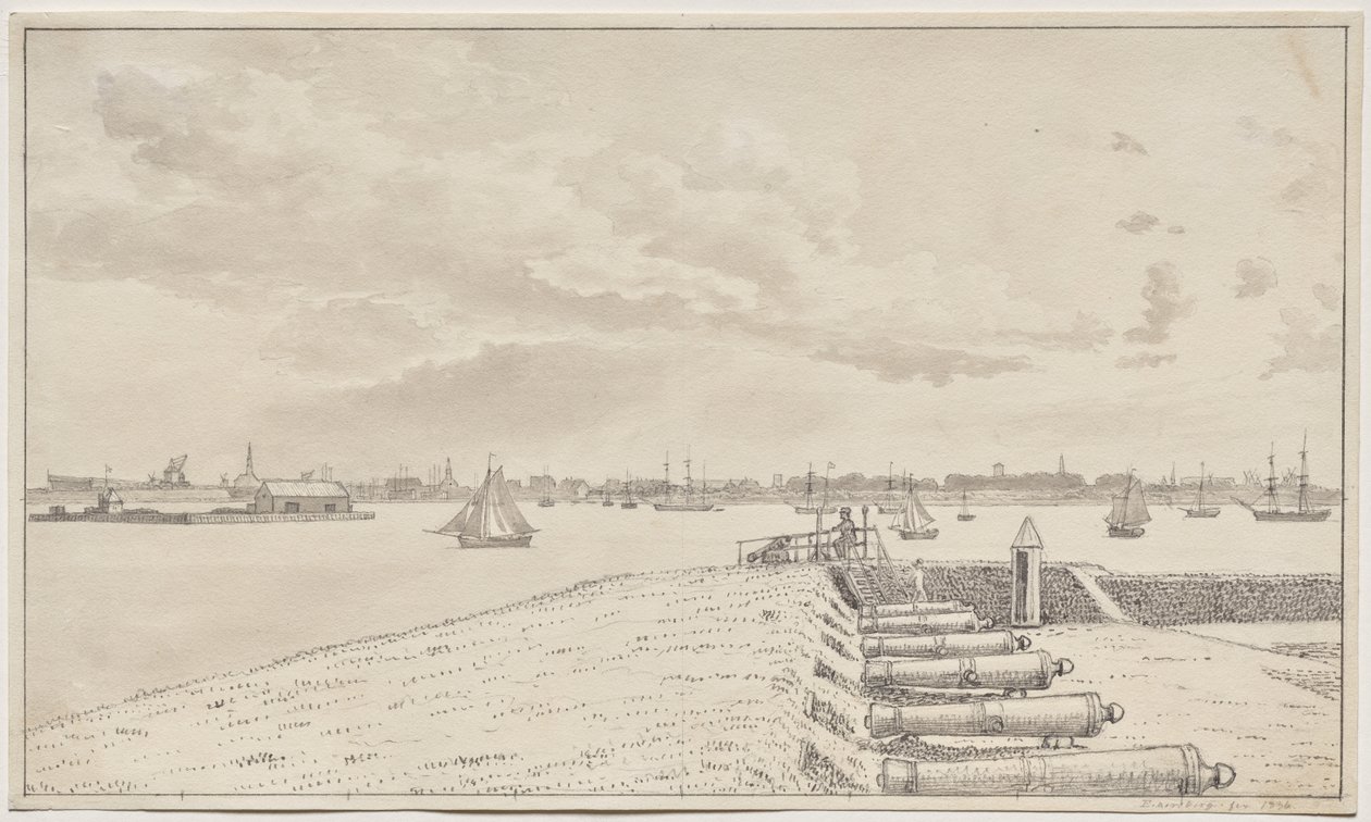 Vista da bateria para a cidade de Christoffer Wilhelm Eckersberg